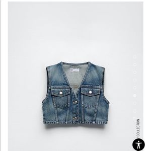 Zara Cropped Denim Vest